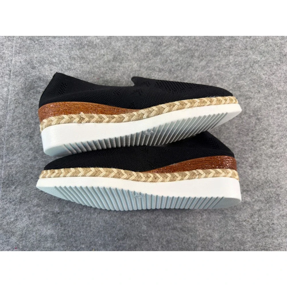 Unbranded Espadrille Platform Slip On Women Size 38 Black Knit Pointed Toe C901